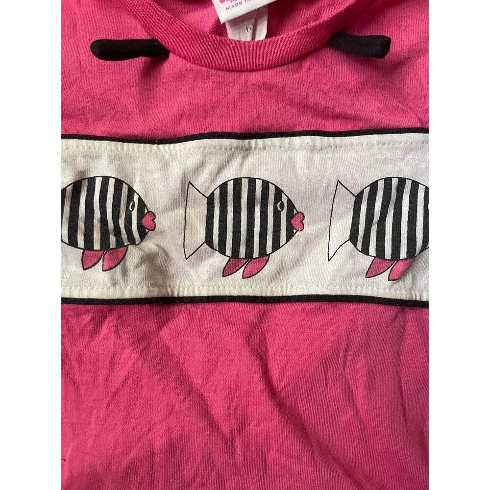 Vintage 80s Carter's Pink Striped Fish Graphic Tee